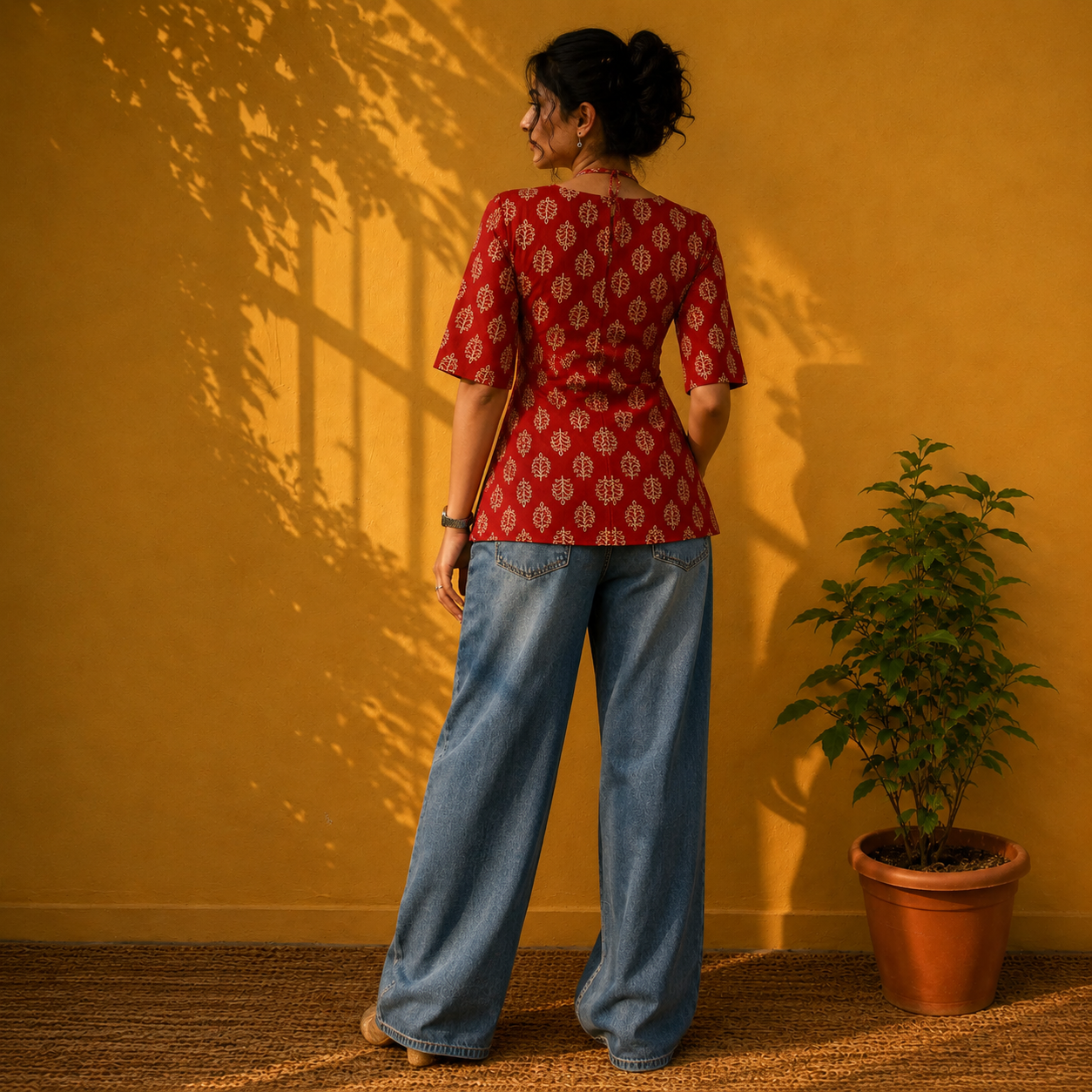 Red Peplum Kurti