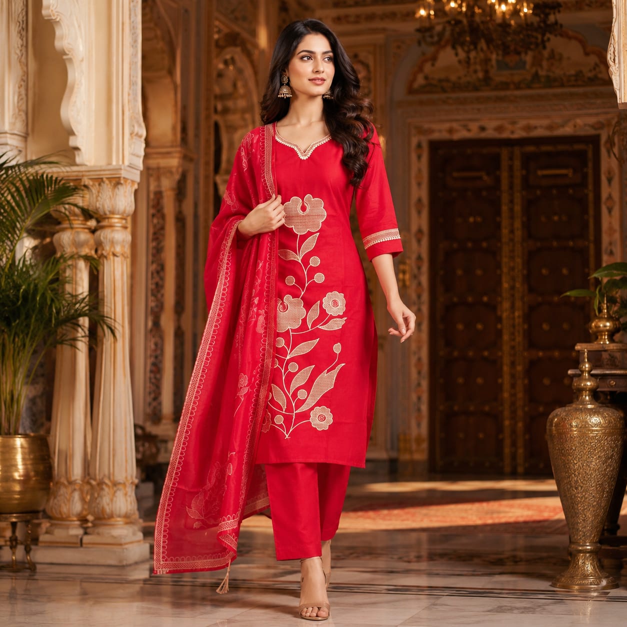 Red Floral Set