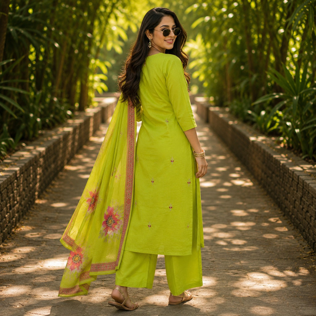 Lime Green Embroidered Set