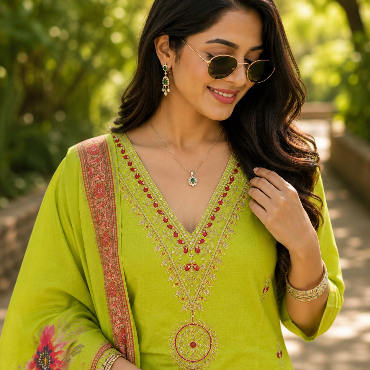 Lime Green Embroidered Set