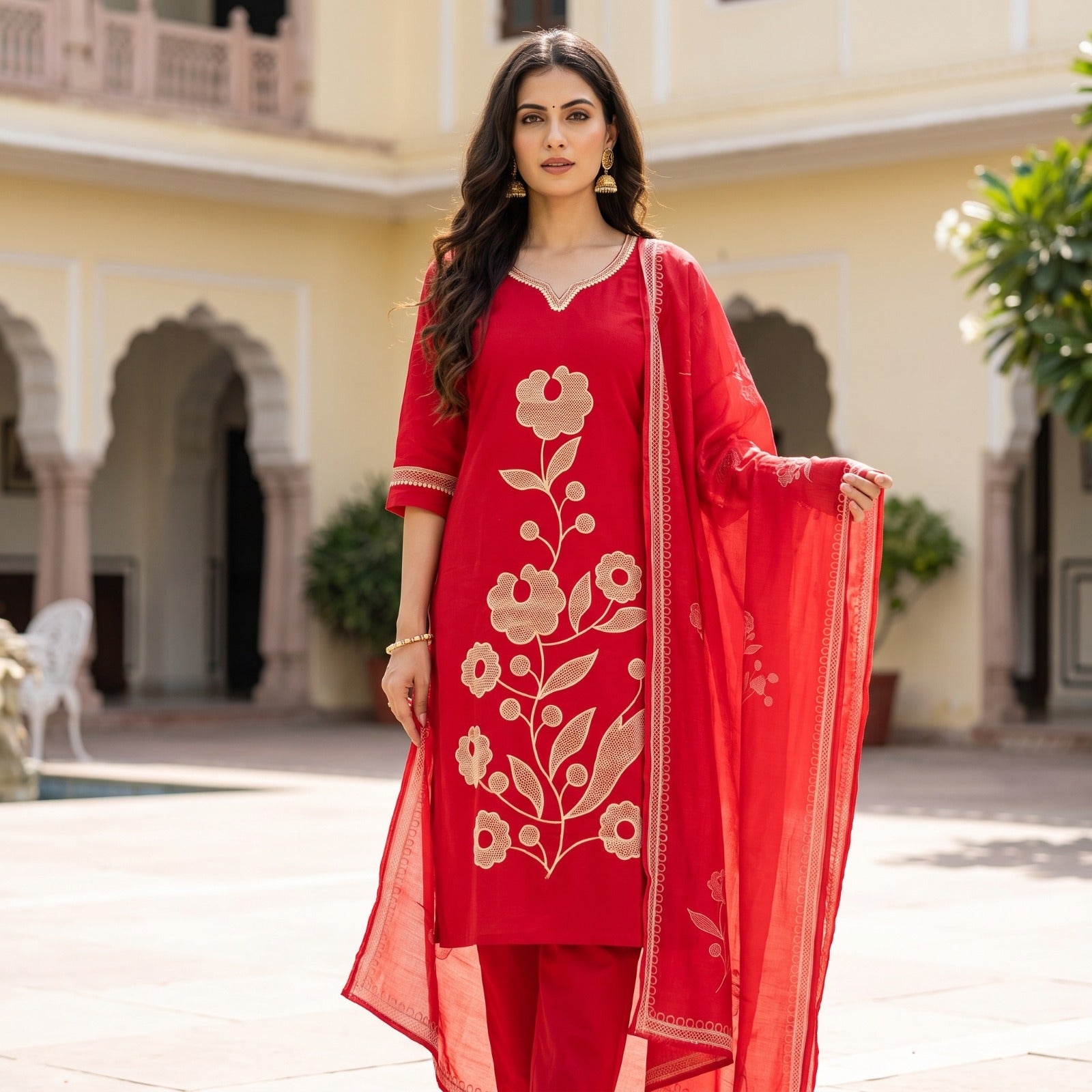Red Floral Set