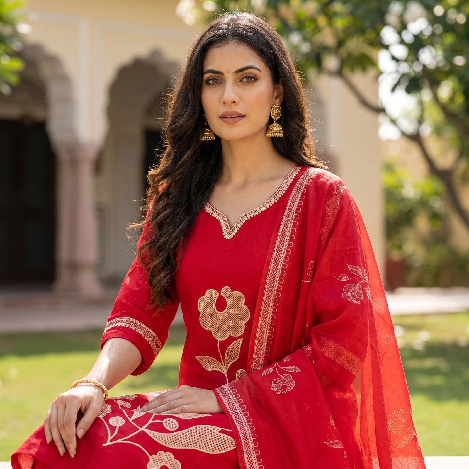 Red Floral Set